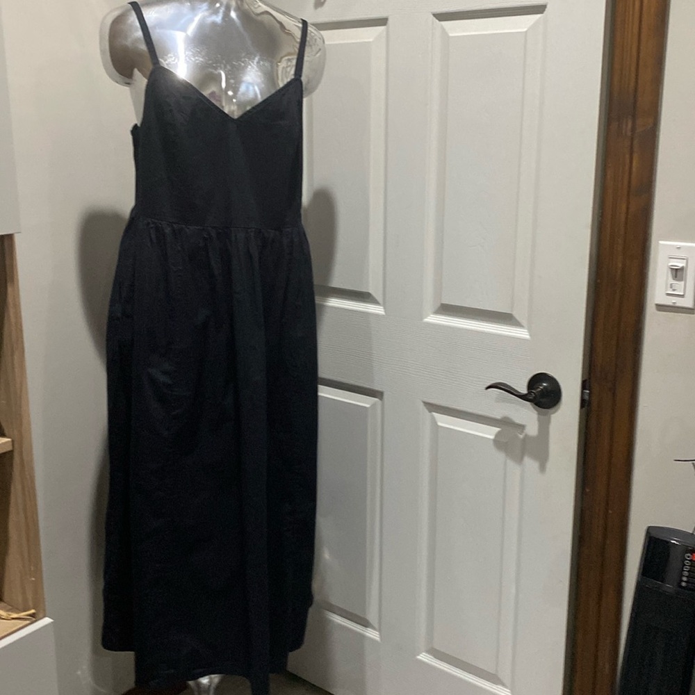 Old Navy - NWOT - Black Cotton Dress With Pockets Adj Straps “L” - Picture 3 of 12
